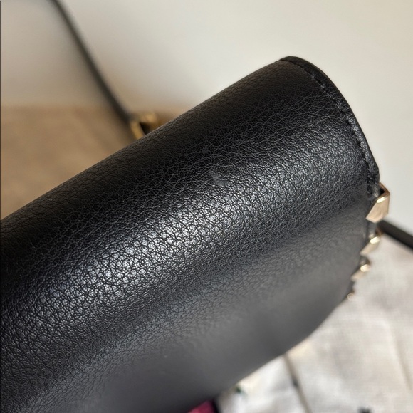 ZARA Black Studded Crossbody Bag – Minimalist Rock Chic, Gold Hardware - Picture 4 of 6